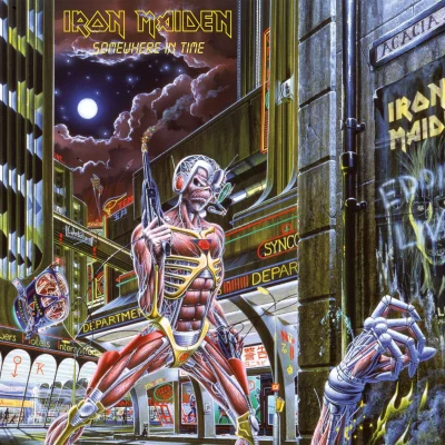 Imagem da capa do álbum Somewhere in Time do Iron Maiden