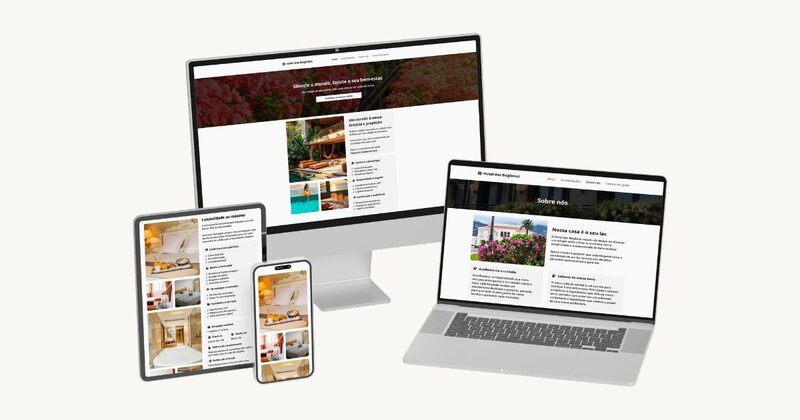 Mockup do projeto Hotel das Begônias em todos os dispositivos