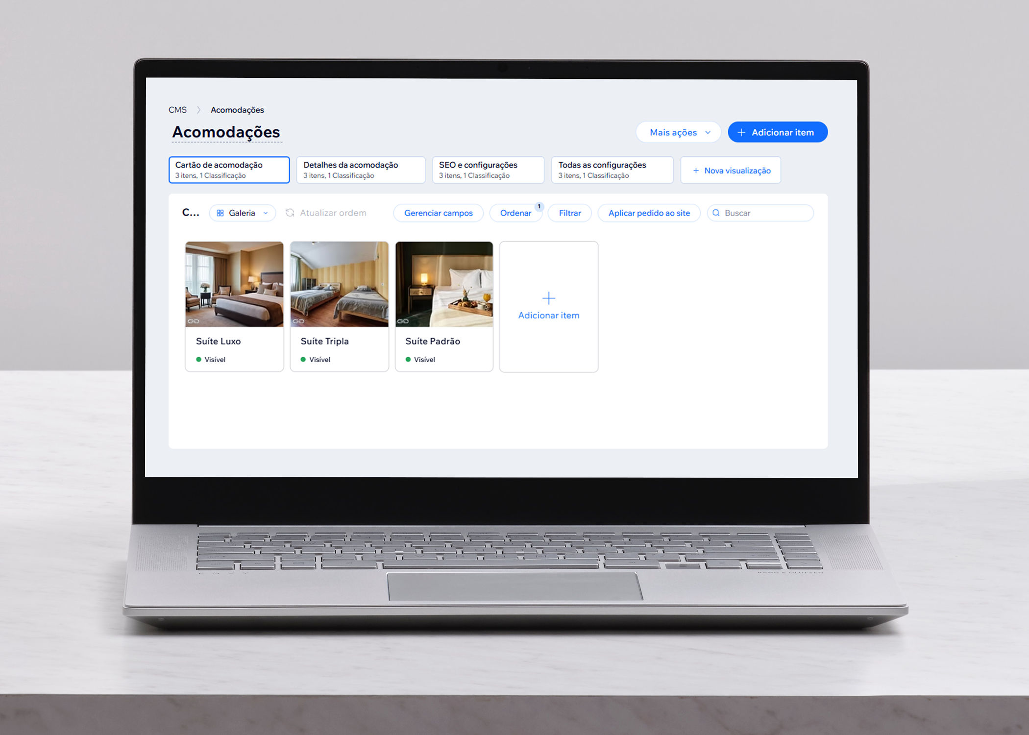 Mockup CMS do Hotel das Begônias