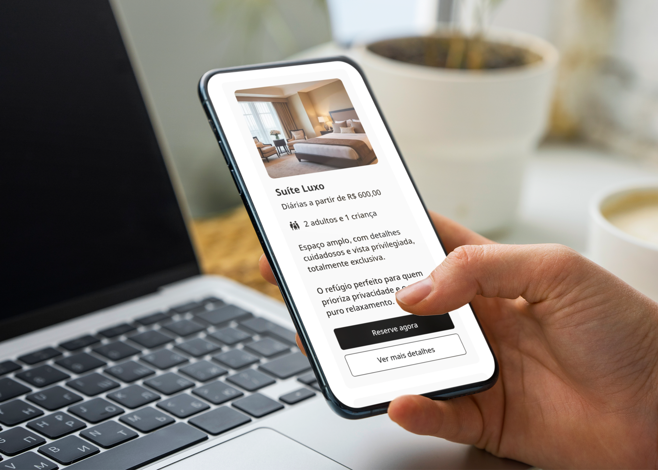 Mockup mobile do Hotel das Begônias